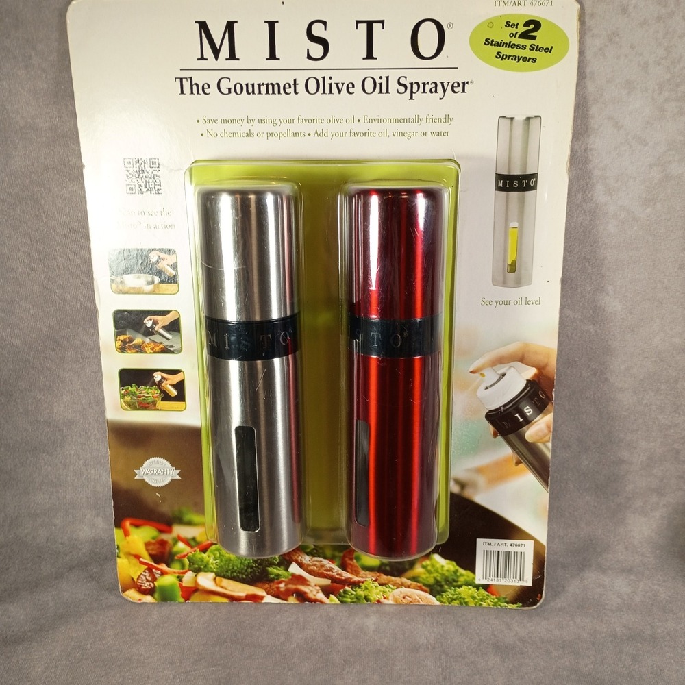 Misto Gourmet Olive Oil Sprayer 2 Pack Silver & Red 476671 Brand New